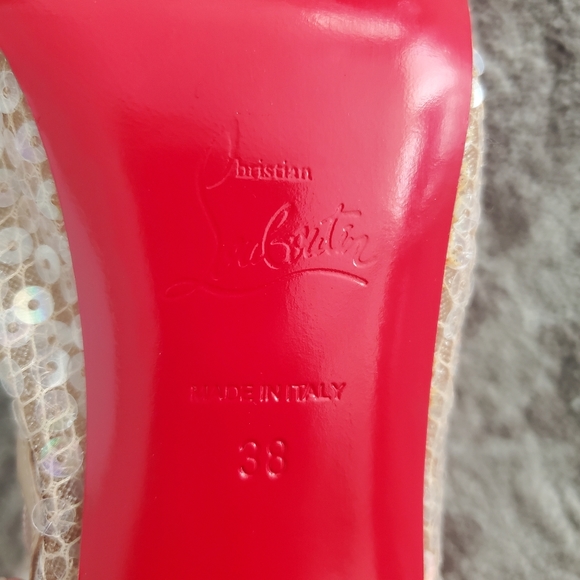 Christian Louboutin Tennissina 100 Nude Sequin Boots 38 - Picture 10 of 10